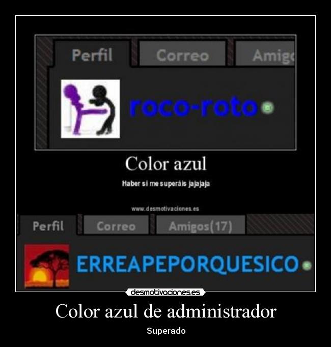 Color azul de administrador - Superado