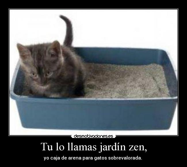 Tu lo llamas jardín zen, - yo caja de arena para gatos sobrevalorada. 