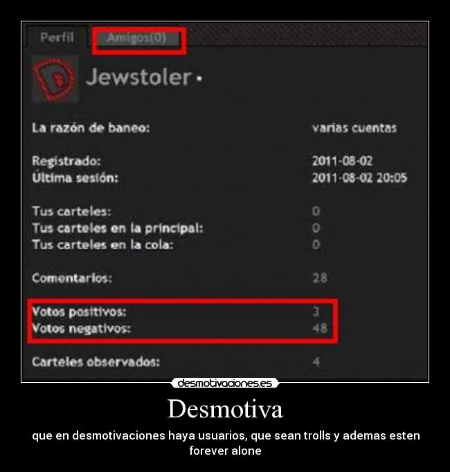 Desmotiva - que en desmotivaciones haya usuarios, que sean trolls y ademas esten forever alone