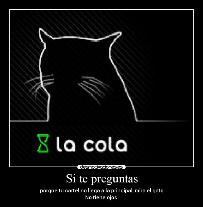 Si te preguntas - porque tu cartel no llega a la principal, mira el gato
No tiene ojos