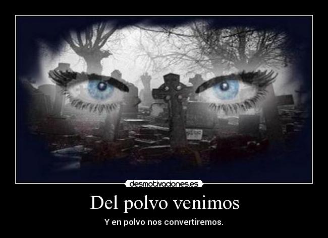 Del polvo venimos - Y en polvo nos convertiremos.