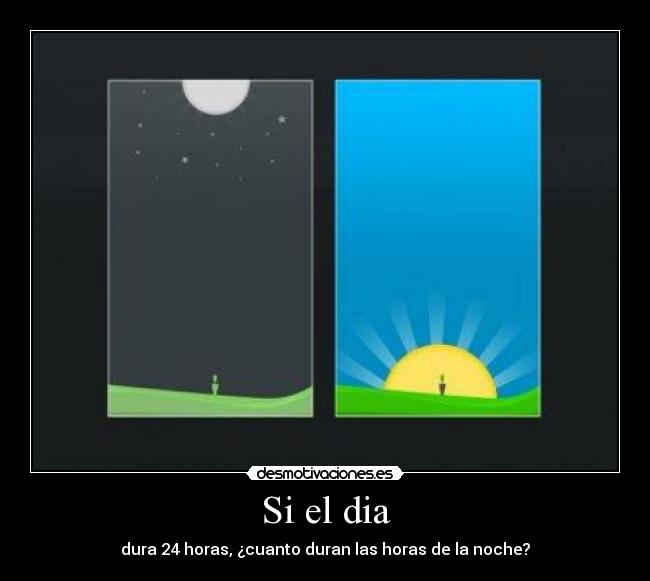 Si el dia - dura 24 horas, ¿cuanto duran las horas de la noche?