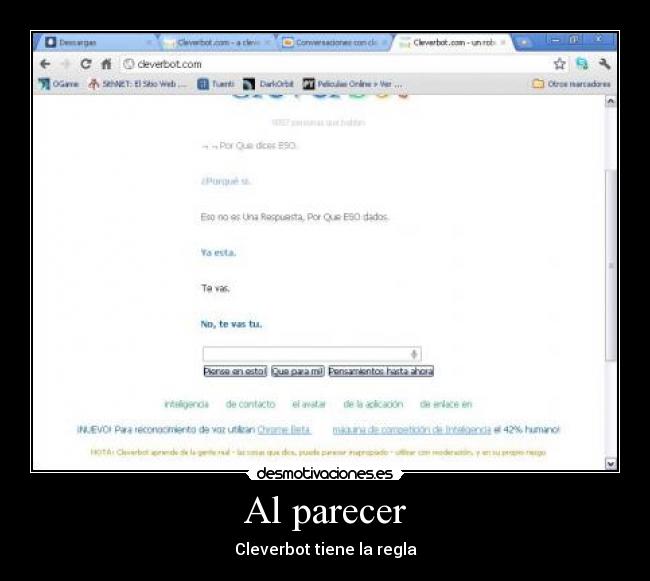 Al parecer - Cleverbot tiene la regla