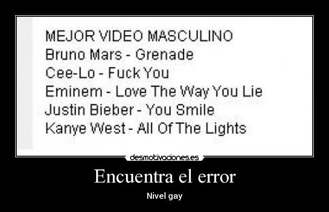 Encuentra el error - Nivel gay