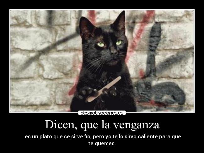 Dicen, que la venganza - es un plato que se sirve fío, pero yo te lo sirvo caliente para que te quemes.