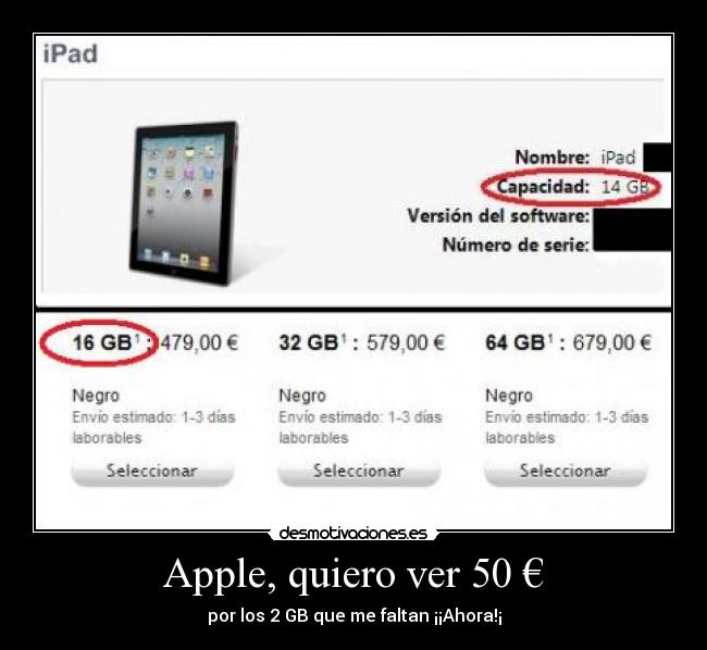 Apple, quiero ver 50 € -