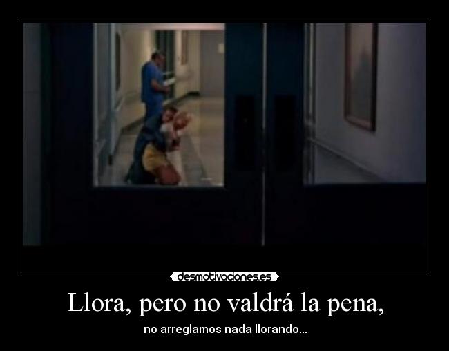 Llora, pero no valdrá la pena, - no arreglamos nada llorando...