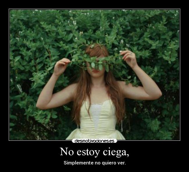 No estoy ciega, - Simplemente no quiero ver.