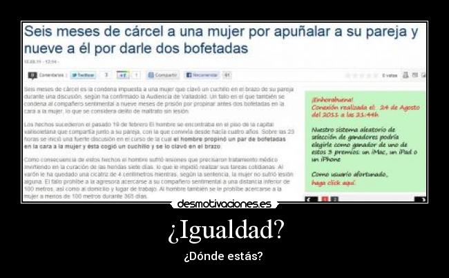 ¿Igualdad? - ¿Dónde estás?