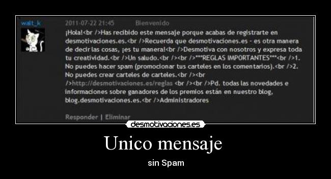 Unico mensaje  - sin Spam