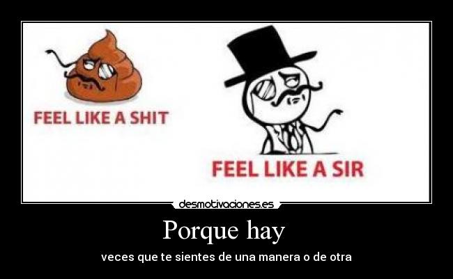 Porque hay  - veces que te sientes de una manera o de otra