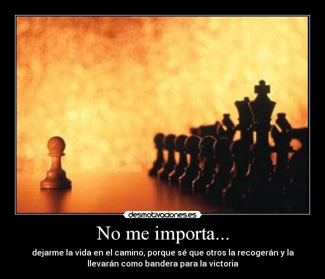 No me importa... - dejarme la vida en el camino, porque sé que otros la recogerán y la
llevarán como bandera para la victoria