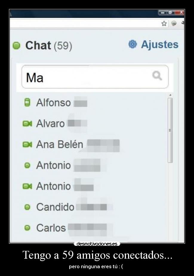 Tengo a 59 amigos conectados... - 