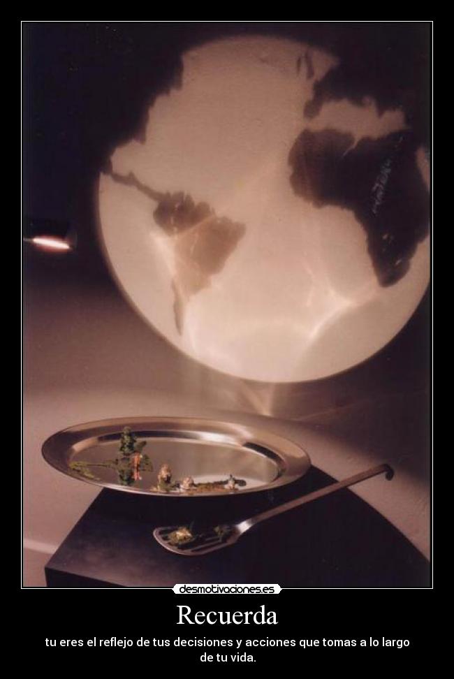 Recuerda - tu eres el reflejo de tus decisiones y acciones que tomas a lo largo de tu vida.