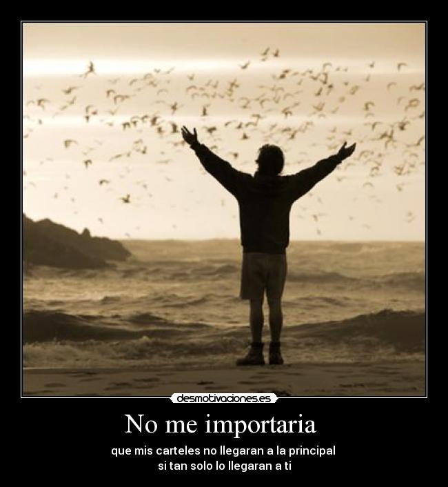 No me importaria - que mis carteles no llegaran a la principal
si tan solo lo llegaran a ti