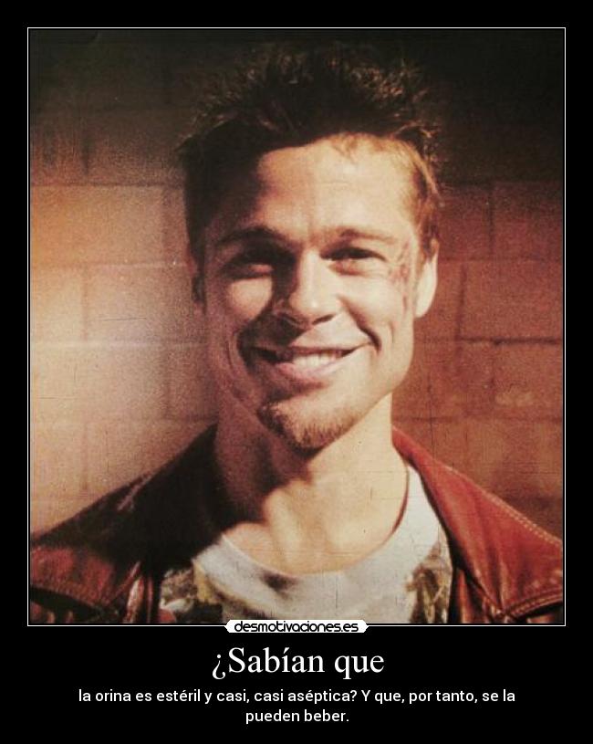 ¿Sabían que - la orina es estéril y casi, casi aséptica? Y que, por tanto, se la pueden beber.