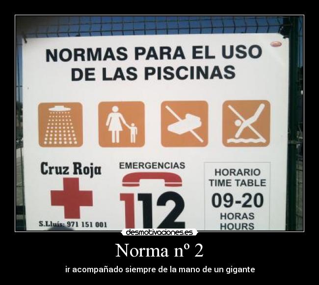 Norma nº 2 - ir acompañado siempre de la mano de un gigante