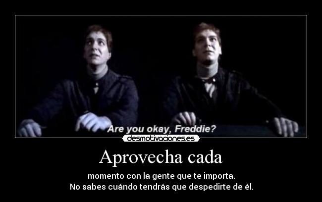 Aprovecha cada - momento con la gente que te importa.
No sabes cuándo tendrás que despedirte de él.