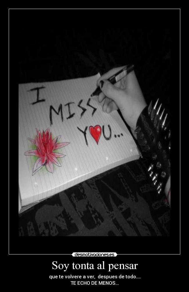 Soy tonta al pensar - que te volvere a ver,  despues de todo....
TE ECHO DE MENOS...