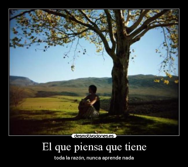 carteles que piensa que tiene toda razon nunca aprende nada desmotivaciones