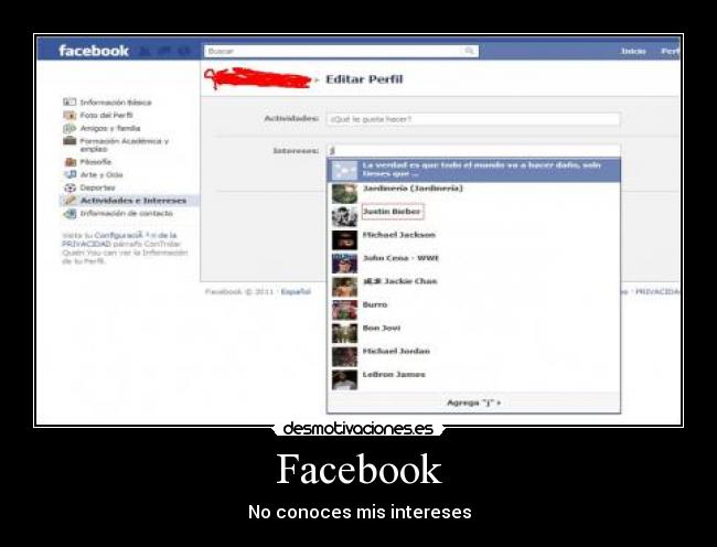 Facebook - No conoces mis intereses