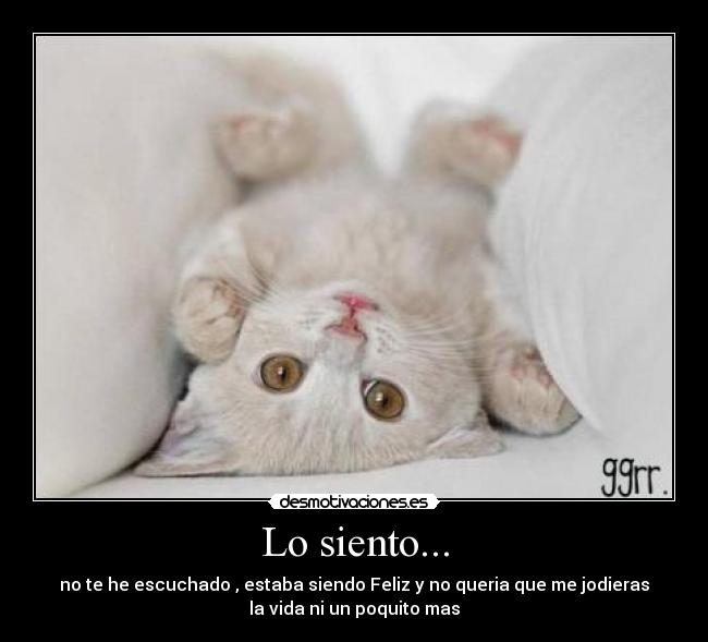 Lo siento... - no te he escuchado , estaba siendo Feliz y no queria que me jodieras
la vida ni un poquito mas