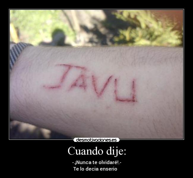 Cuando dije: - -.¡Nunca te olvidaré!.-
Te lo decia enserio