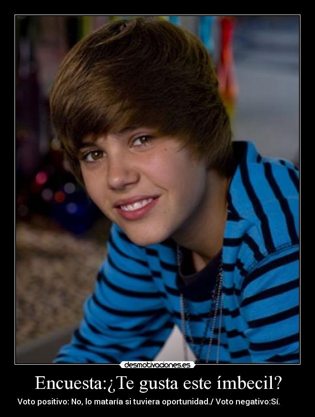 Encuesta:¿Te gusta este ímbecil? - Voto positivo: No, lo mataría si tuviera oportunidad./ Voto negativo:Sí.
