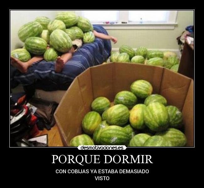 PORQUE DORMIR - CON COBIJAS YA ESTABA DEMASIADO
VISTO