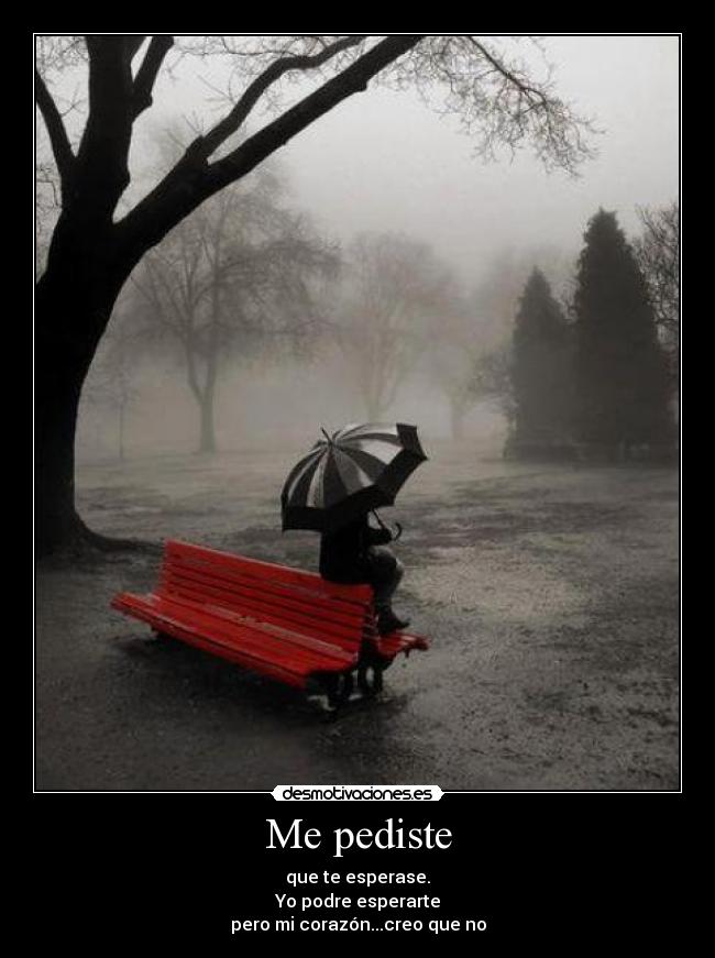 Me pediste - que te esperase.
Yo podre esperarte
pero mi corazón...creo que no