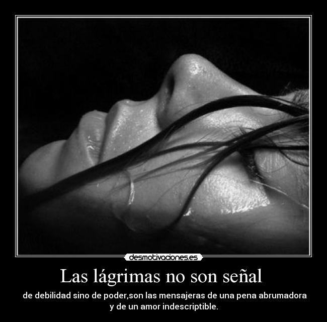 Las lágrimas no son señal - de debilidad sino de poder,son las mensajeras de una pena abrumadora
y de un amor indescriptible.