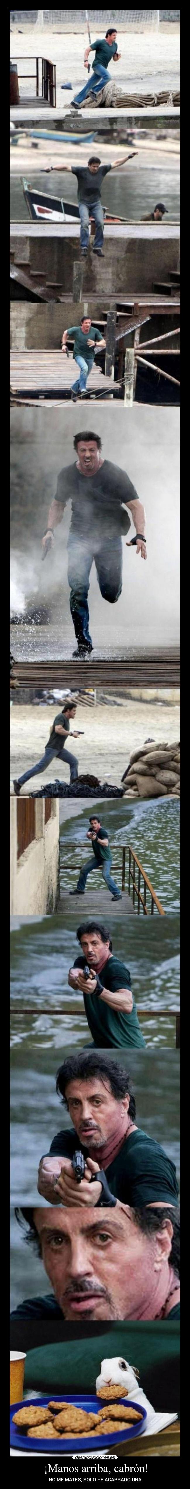 ¡Manos arriba, cabrón! -