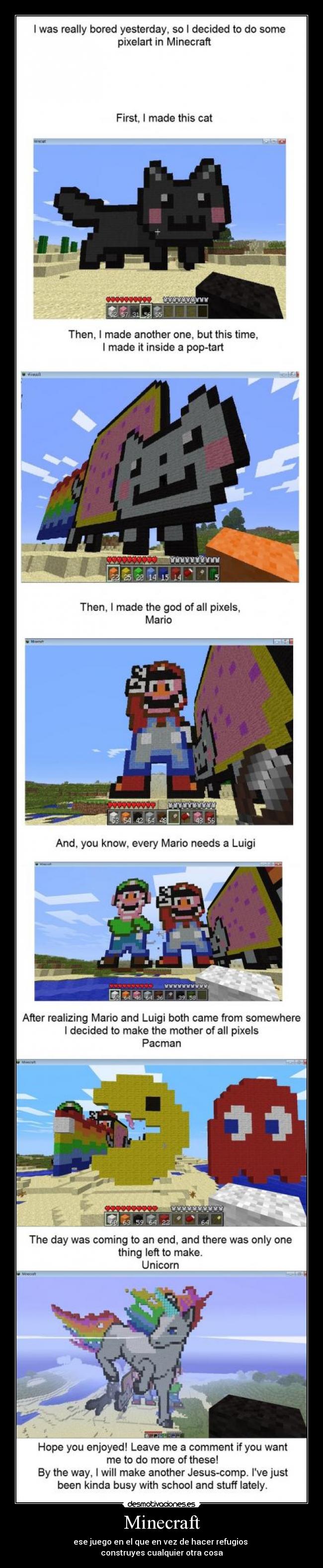 carteles minecraft desmotivaciones