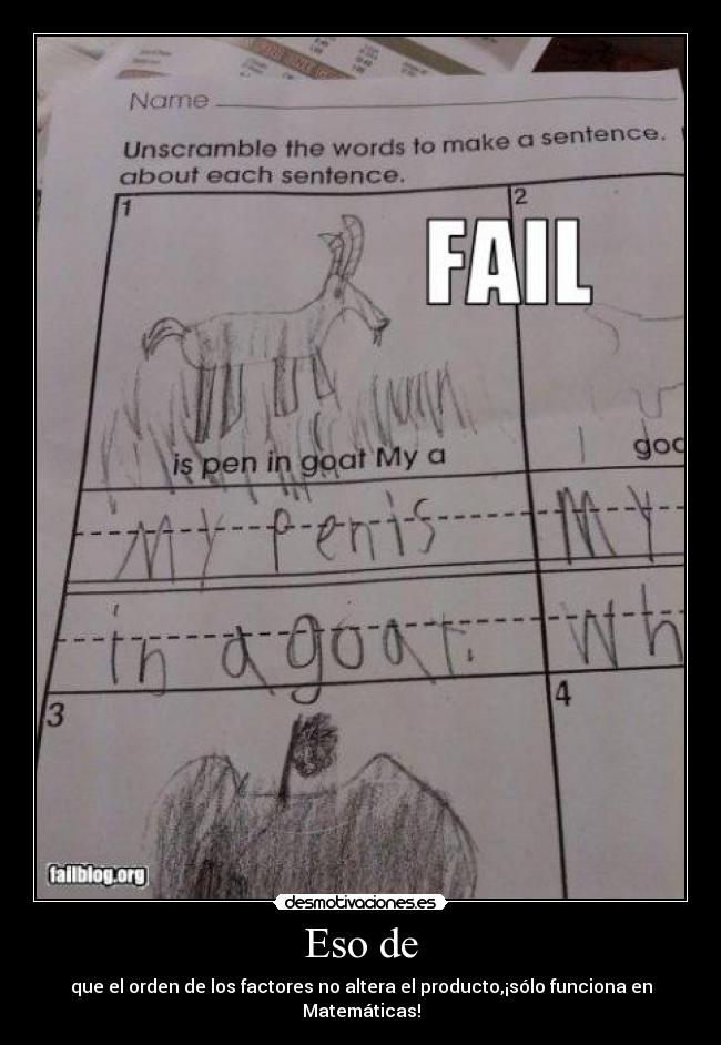 Eso de - que el orden de los factores no altera el producto,¡sólo funciona en Matemáticas!