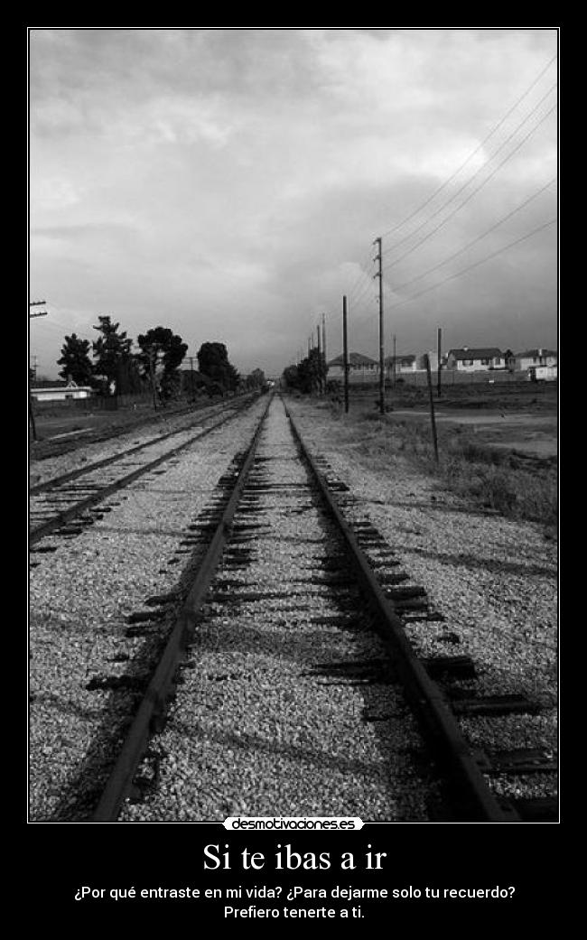 Si te ibas a ir - ¿Por qué entraste en mi vida? ¿Para dejarme solo tu recuerdo? Prefiero tenerte a ti.