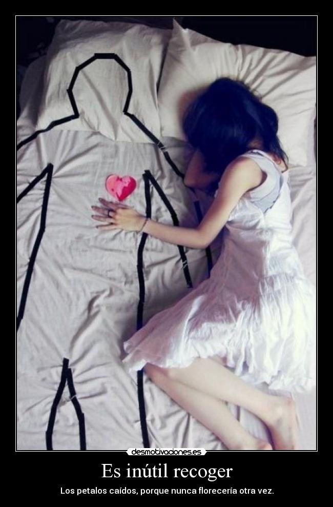 Es inútil recoger - Los petalos caídos, porque nunca florecería otra vez.