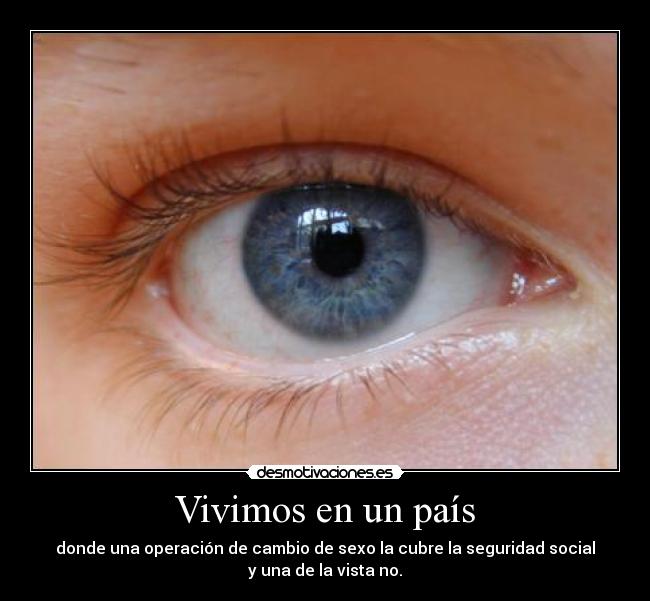 Vivimos en un país - donde una operación de cambio de sexo la cubre la seguridad social
y una de la vista no.