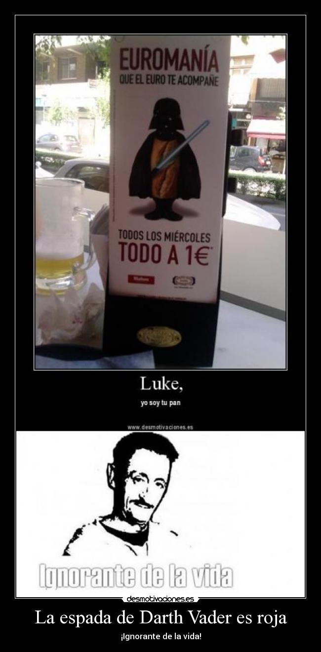La espada de Darth Vader es roja -
