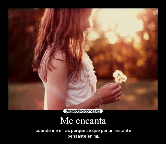 Me encanta - cuando me miras porque sé que por un instante
pensaste en mí.