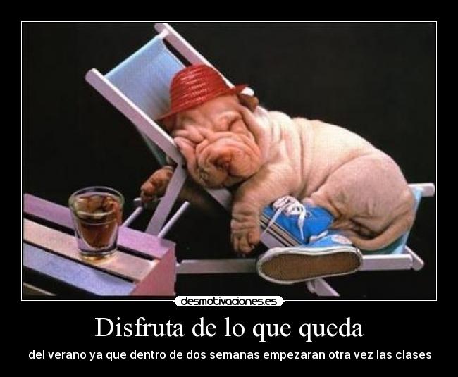 Disfruta de lo que queda - del verano ya que dentro de dos semanas empezaran otra vez las clases