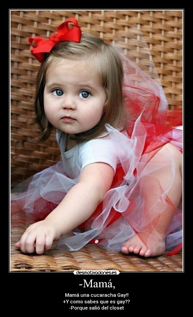 -Mamá, - Mamá una cucaracha Gay!!
 +Y como sabes que es gay?? 
-Porque salió del closet