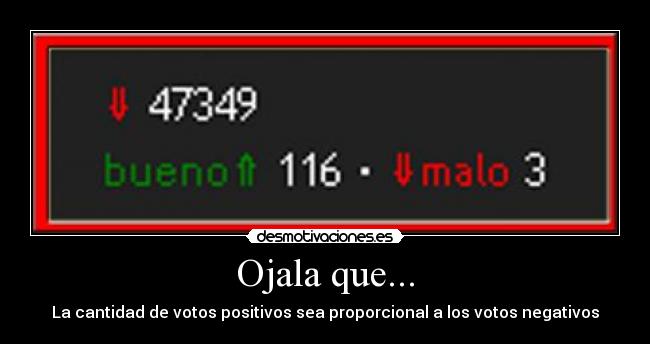 Ojala que... - La cantidad de votos positivos sea proporcional a los votos negativos