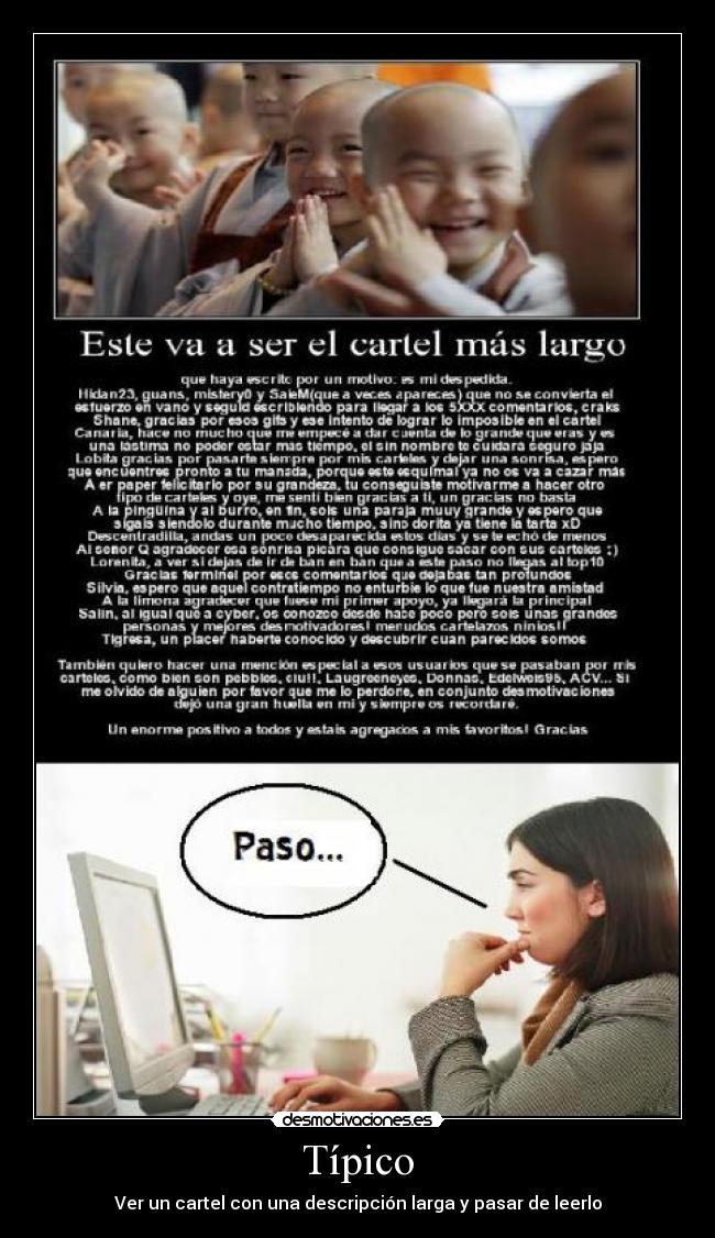 Típico - Ver un cartel con una descripción larga y pasar de leerlo