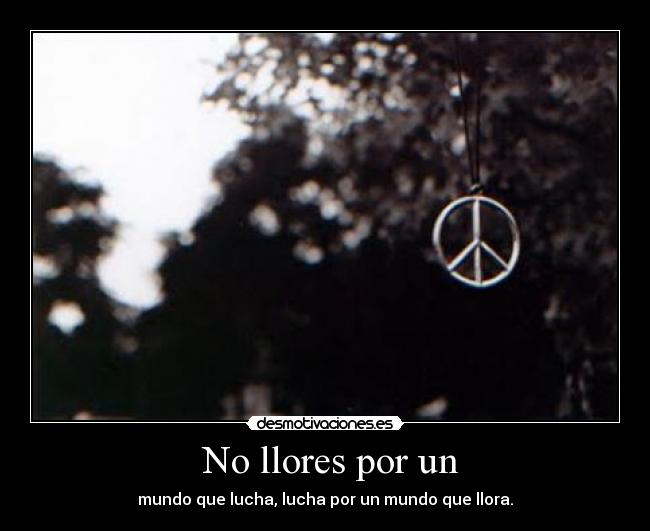 No llores por un - mundo que lucha, lucha por un mundo que llora.