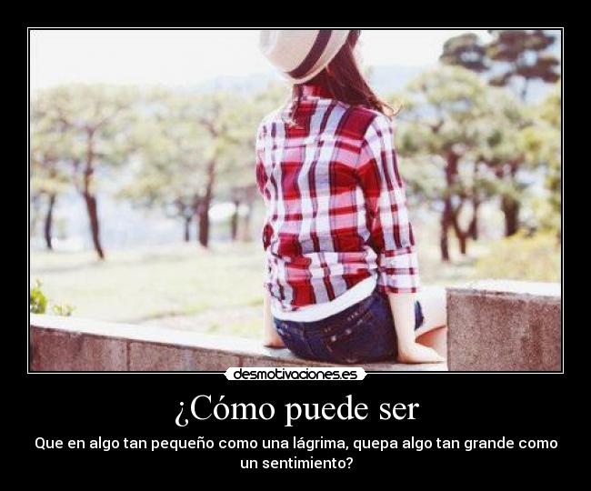 ¿Cómo puede ser - Que en algo tan pequeño como una lágrima, quepa algo tan grande como
un sentimiento?