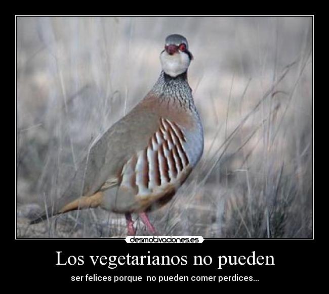 Los vegetarianos no pueden - ser felices porque  no pueden comer perdices...