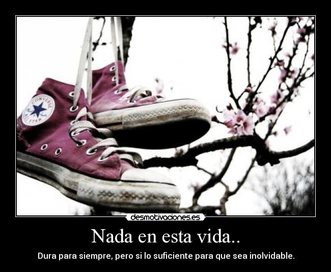 Nada en esta vida.. - Dura para siempre, pero si lo suficiente para que sea inolvidable.
