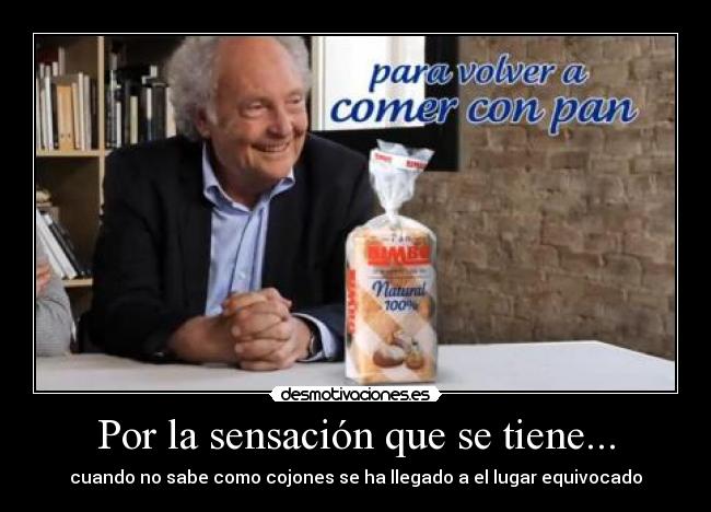 Por la sensación que se tiene... - cuando no sabe como cojones se ha llegado a el lugar equivocado