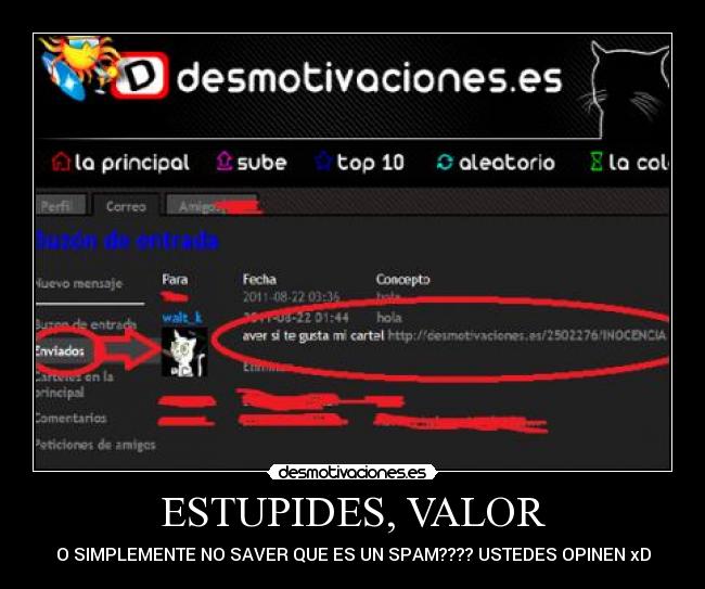 ESTUPIDES, VALOR - O SIMPLEMENTE NO SAVER QUE ES UN SPAM???? USTEDES OPINEN xD