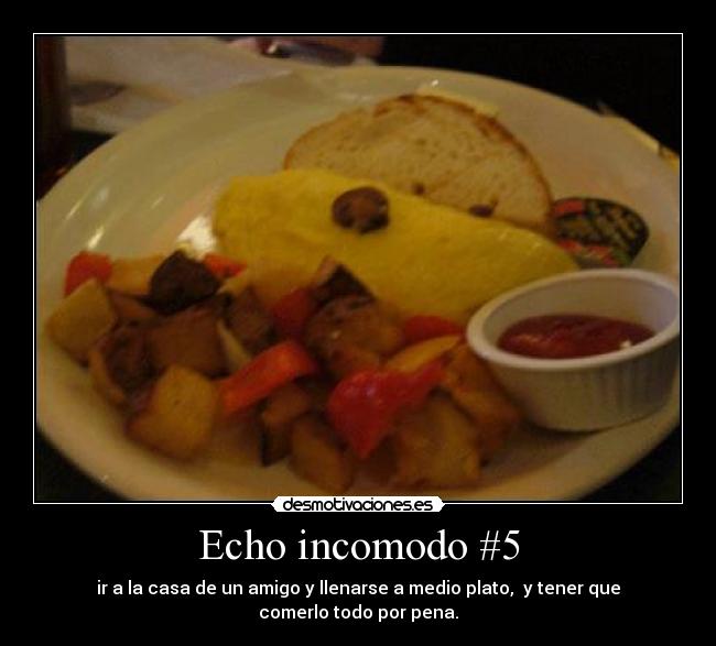 Echo incomodo #5 - ir a la casa de un amigo y llenarse a medio plato, y tener que comerlo todo por pena.